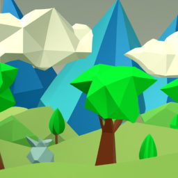 low poly whimsical landscape
