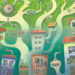 cartoon surreal cityscape