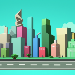 low poly detailed cityscape