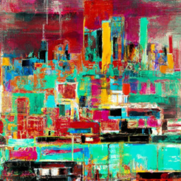 expressionist detailed cityscape