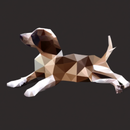 low poly playful dog