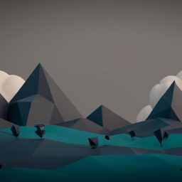 low poly moody landscape