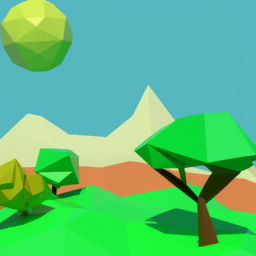 low poly serene landscape