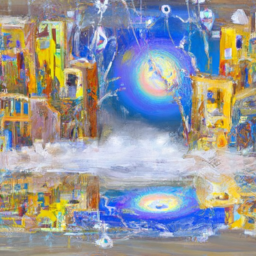 surrealist dreamy cityscape