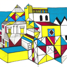 cubist playful cityscape