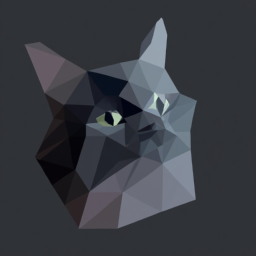 low poly dark cat