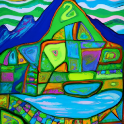 cubist whimsical landscape