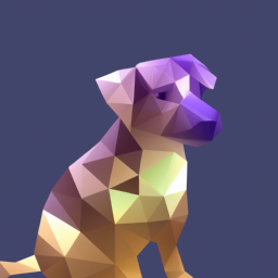 low poly vibrant dog